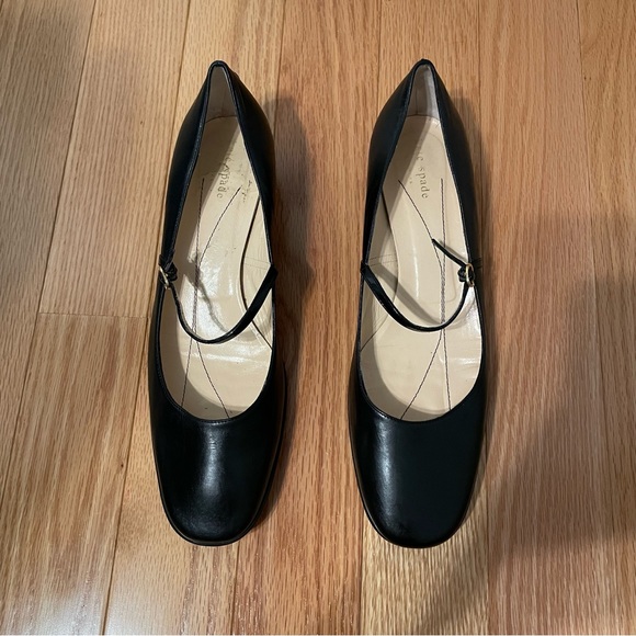 Kate Spade Black Leather Rubber Wedged Shoes 10.5 - Picture 3 of 4